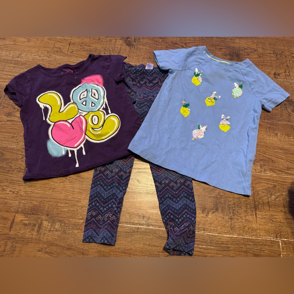Girls lot tees & leggings 6-6X